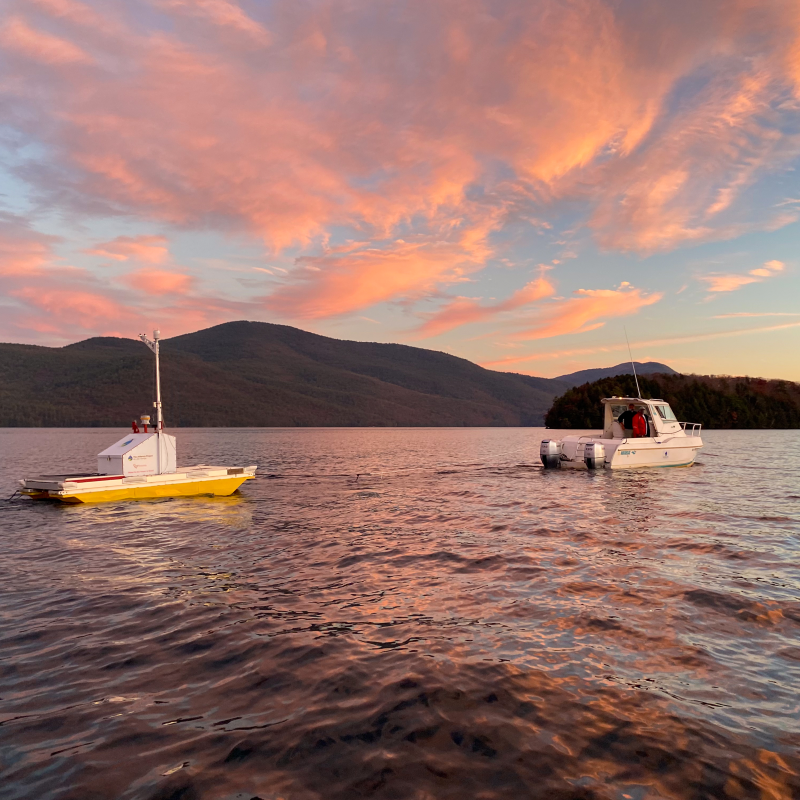 Sample collection on Lake George